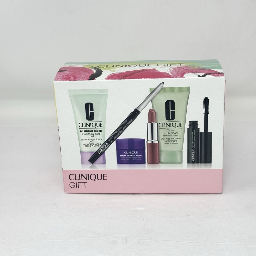 6 PC CLINIQUE Day-to-night out essentials Gift Set Travel Size Makeup+Skin Care